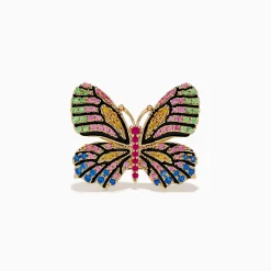 BH Multi Watercolors 14K Yellow Gold Multi Sapphire Butterfly Ring | Rings