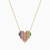 Effy Jewelry Watercolors 14K Yellow Gold Multi Sapphire Heart Necklace | Necklaces & Pendants