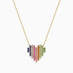 Effy Jewelry Watercolors 14K Yellow Gold Multi Sapphire Heart Necklace | Necklaces & Pendants