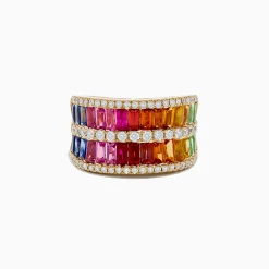 Effy Jewelry Watercolors 14K Yellow Gold Multi Sapphire and Diamond Ring | Rings