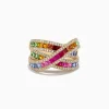 Effy Jewelry Watercolors 14K Yellow Gold Multi Sapphire and Diamond Ring | Rings