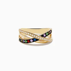Effy Jewelry Watercolors 14K Yellow Gold Multi Sapphire and Diamond Ring | Rings