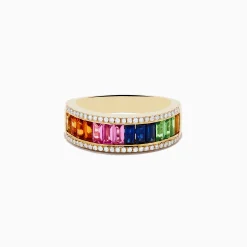 Effy Jewelry Watercolors 14K Yellow Gold Multi Sapphire and Diamond Ring | Rings