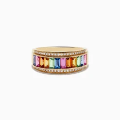 Effy Jewelry Watercolors 14K Yellow Gold Multi Sapphire and Diamond Ring | Rings