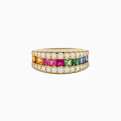 Effy Jewelry Watercolors 14K Yellow Gold Multi Color Sapphire and Diamond Ring | Rings