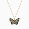 Effy Jewelry Watercolors 14K Yellow Gold Multi Sapphire Butterfly Pendant | Necklaces & Pendants