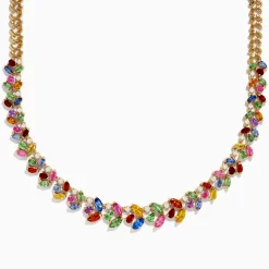 Effy Jewelry Watercolors 14K Yellow Gold Multi Sapphire and Diamond Necklace | Necklaces & Pendants
