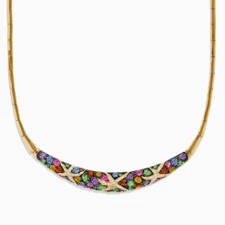 Effy Jewelry Watercolors 14K Yellow Gold Multi Sapphire and Diamond Necklace | Necklaces & Pendants