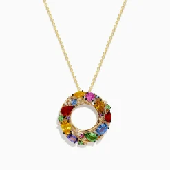 Effy Jewelry Watercolors 14K Yellow Gold Multi Sapphire and Diamond Pendant | Necklaces & Pendants