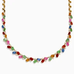 Effy Jewelry Watercolors 14K Yellow Gold Multi Sapphire and Diamond Necklace | Necklaces & Pendants