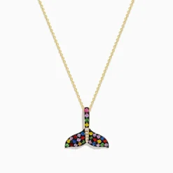 Effy Jewelry Watercolors 14K Yellow Gold Multi Sapphire and Diamond Tail Pendant | Necklaces & Pendants