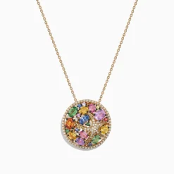 Effy Jewelry Watercolors 14K Yellow Gold Multi Sapphire u0026 Diamond Pendant, 3.58 TCW | Necklaces & Pendants