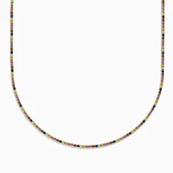 Effy Jewelry Watercolors 14k Yellow Gold Multi Sapphire Tennis Necklace | Necklaces & Pendants