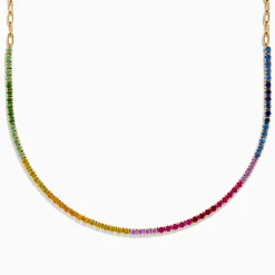 Effy Jewelry Watercolors 14K Yellow Gold Multi Sapphire, Ruby, u0026 Tsavorite Necklace | Necklaces & Pendants