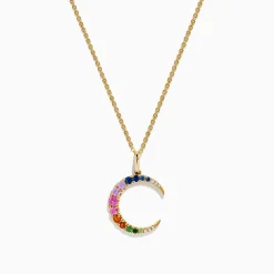 Effy Jewelry Watercolors 14K Yellow Gold Multi Sapphire and Diamond Pendant | Necklaces & Pendants