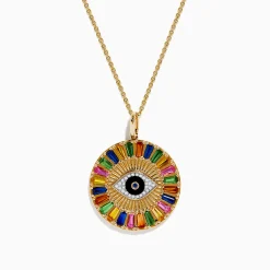 Effy Jewelry Watercolors 14K Yellow Gold Multi Sapphire Evil Eye Pendant | Necklaces & Pendants