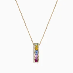 Effy Jewelry Watercolors 14K Yellow Gold Multi Sapphire u0026 Diamond Pendant, 1.17 TCW | Necklaces & Pendants
