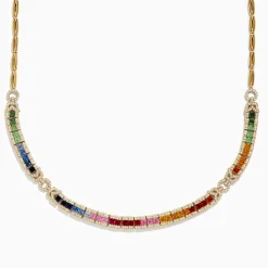 Effy Jewelry Watercolors 14K Yellow Gold Multi Sapphire and Diamond Necklace | Necklaces & Pendants
