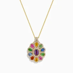 Effy Jewelry Watercolors 14K Yellow Gold Multi Sapphire Pendant | Necklaces & Pendants