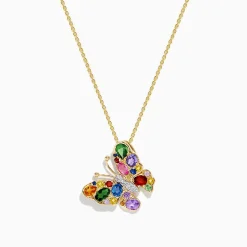 Effy Jewelry Watercolors 14K Yellow Gold Multi Sapphire Butterfly Pendant | Necklaces & Pendants