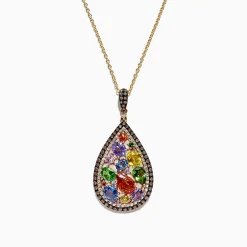 Effy Jewelry Watercolors 14K Yellow Gold Multi Sapphire u0026 Diamond Pendant, 4.21 TCW | Necklaces & Pendants