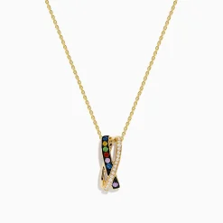 Effy Jewelry Watercolors 14K Yellow Gold Multi Sapphire and Diamond Pendant | Necklaces & Pendants