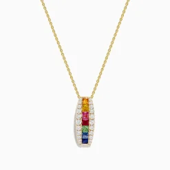 Effy Jewelry Watercolors 14K Yellow Gold Multi Sapphire and Diamond Pendant | Necklaces & Pendants