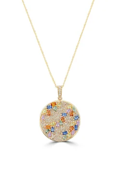 Effy Jewelry Watercolors 14K Yellow Gold Multi Sapphire u0026 Diamond Pendant, 4.26 TCW | Necklaces & Pendants
