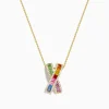 Effy Jewelry Watercolors 14K Yellow Gold Diamond Multi Color Sapphire X Pendant | Necklaces & Pendants