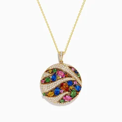 Effy Jewelry Watercolors 14K Yellow Gold Multi Color Sapphire and Diamond Pendant | Necklaces & Pendants