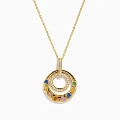 Effy Jewelry Watercolors 14K Yellow Gold Multi Color Sapphire and Diamond Pendant | Necklaces & Pendants