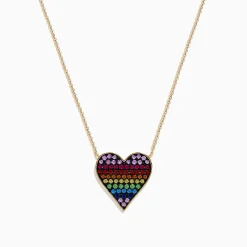 Effy Jewelry Watercolors 14K Yellow Gold Multi Color Sapphire Heart Necklace | Necklaces & Pendants