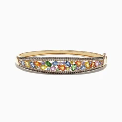 Effy Jewelry Watercolors 14K Yellow Gold Multi Sapphire u0026 Diamond Bangle, 6.02 TCW | Bracelets