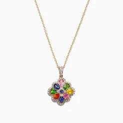 Effy Jewelry Watercolors 14K Yellow Gold Multi Sapphire u0026 Diamond Pendant, 1.85 TCW | Necklaces & Pendants