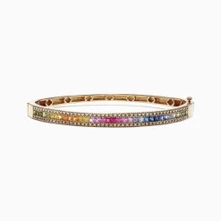 Effy Jewelry Watercolors 14K Yellow Gold Multi Sapphire u0026 Diamond Bangle, 3.60 TCW | Bracelets