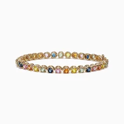 Effy Jewelry Watercolors 14K Yellow Gold Multi-Sapphire Tennis Bracelet, 8.05 TCW | Bracelets