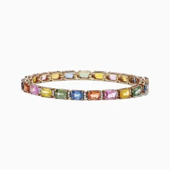 Effy Jewelry Watercolors 14K Yellow Gold Multi-Sapphire Diamond Bracelet, 14.51 TCW | Bracelets