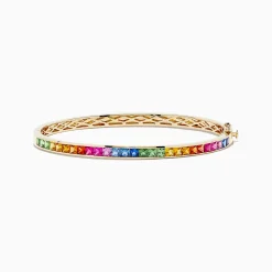 BH Multi Watercolors 14K Yellow Gold Multi Sapphire Bangle | Bracelets