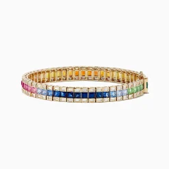 Effy Jewelry Watercolors 14K Yellow Gold Multi Sapphire and Diamond Bracelet | Bracelets