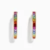 BH Multi Watercolors 14K Yellow Gold Multi Sapphire 1" Hoop Earrings, 4.79 TCW | Earrings