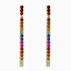 BH Multi Watercolors 14K Yellow Gold Multi Sapphire Drop Earrings, 2.50 TCW | Earrings