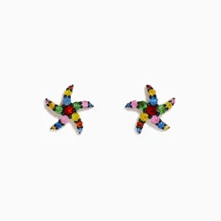 Effy Jewelry Watercolors 14K Yellow Gold Multi Sapphire Starfish Stud Earrings | Earrings