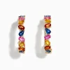 Effy Jewelry Watercolors 14K Yellow Gold Multi Sapphire and Diamond Hoop Earrings | Earrings