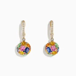 Effy Jewelry Watercolors 14K Yellow Gold Multi Sapphire Ball Earrings | Earrings