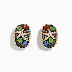 Effy Jewelry Watercolors 14K Yellow Gold Multi Sapphire and Diamond Starfish Earrings | Earrings