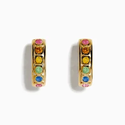 Effy Jewelry Watercolors 14K Yellow Gold Multi Color Sapphire Bezel Hoop Earrings | Earrings