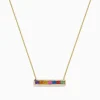 BH Multi Watercolors 14K Yellow Gold Multi Sapphire Bar Necklace, 0.93 TCW | Necklaces & Pendants