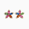 Effy Jewelry Watercolors 14K Yellow Gold Multi Sapphire and Diamond Flower Earrings | Earrings