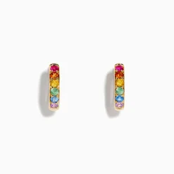 Effy Jewelry Watercolors 14K Yellow Gold Multi Color Sapphire Hoop Earrings | Earrings