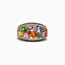 Effy Jewelry Watercolors 14K Yellow Gold Multi Sapphire u0026 Diamond Ring, 4.00 TCW | Rings